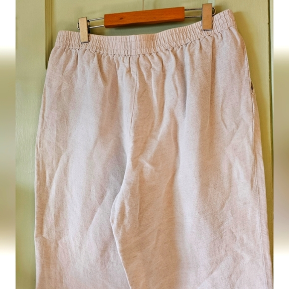 Madewell linen blend off-white wide leg straight pull on high rise casual pants - Picture 7 of 10